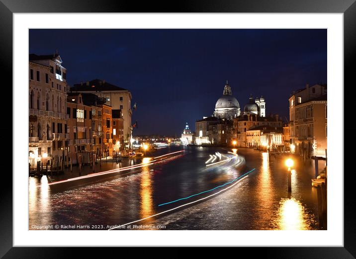 Grand Canal in Venice at night Framed Mounted Print by Rachel Harris