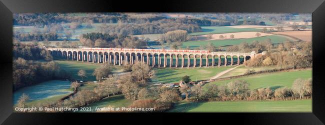 Red train 2 at Ouse valley Viaduct Framed Print by Paul Hutchings
