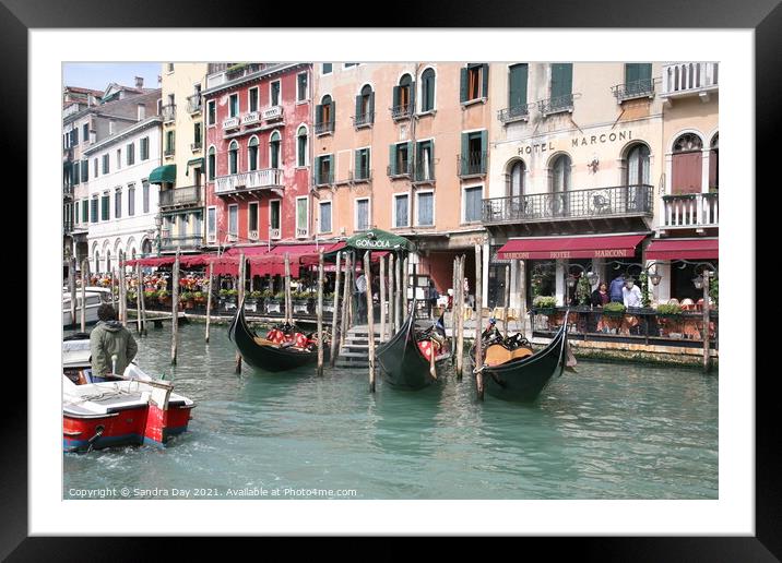 Venice Gondolas Grand Canal Framed Mounted Print by Sandra Day