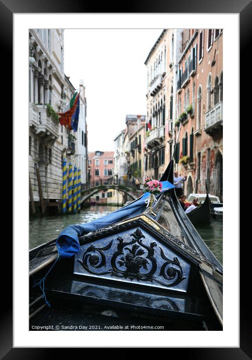 Venice Gondola Trip Framed Mounted Print by Sandra Day