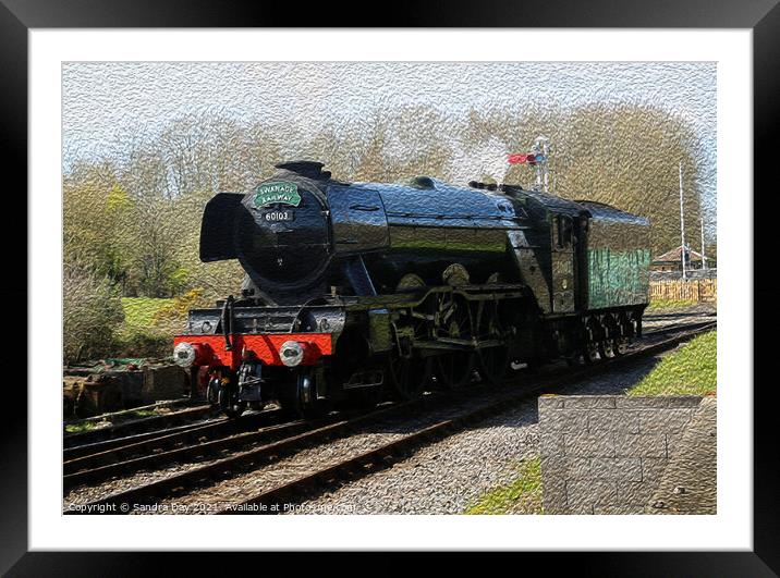 Flying Scotsman Oil painting lookalike Framed Mounted Print by Sandra Day