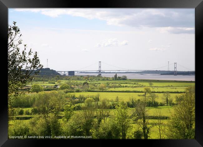 Severn Bridge from St Arilda Church Framed Print by Sandra Day