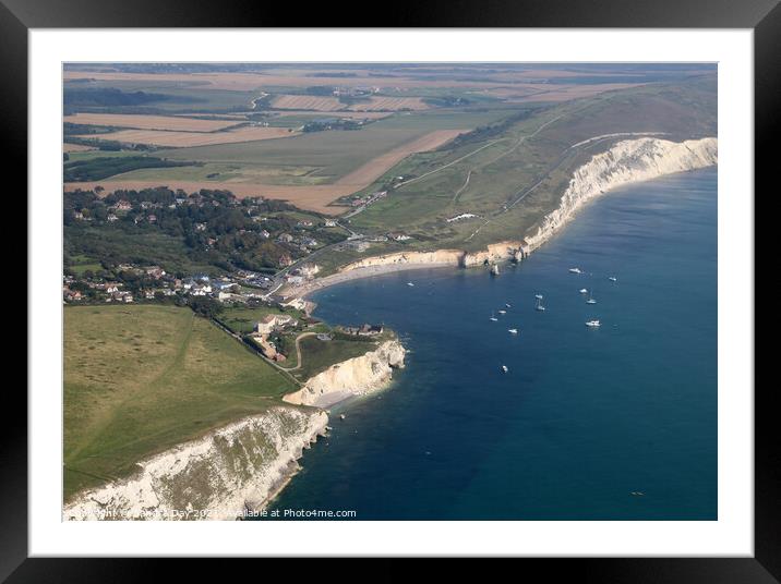 Freshwater Bay IOW from the Air  Framed Mounted Print by Sandra Day