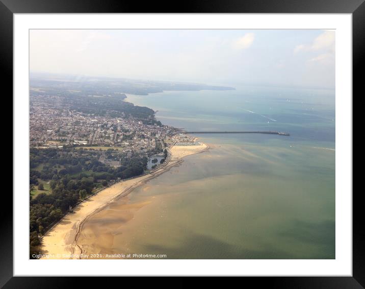 Ryde Beach IOW and Pier form the Air. Framed Mounted Print by Sandra Day