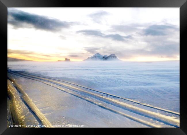 Tracks on the Glacier Iceland Framed Print by Sandra Day