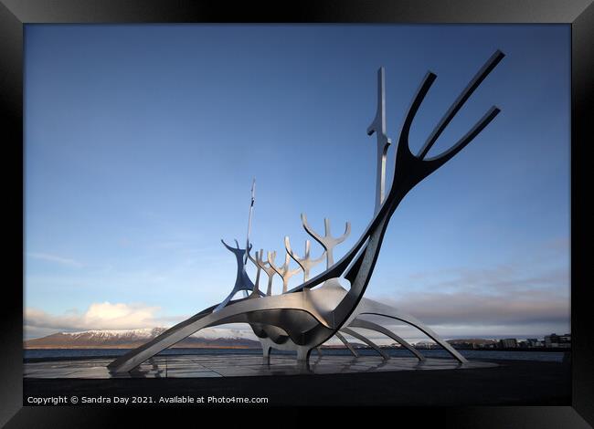 Sun Voyager Sculpture Iceland Framed Print by Sandra Day