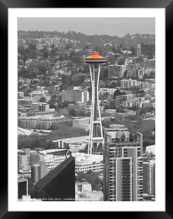 Seattle Space Needle  Framed Mounted Print by Sandra Day