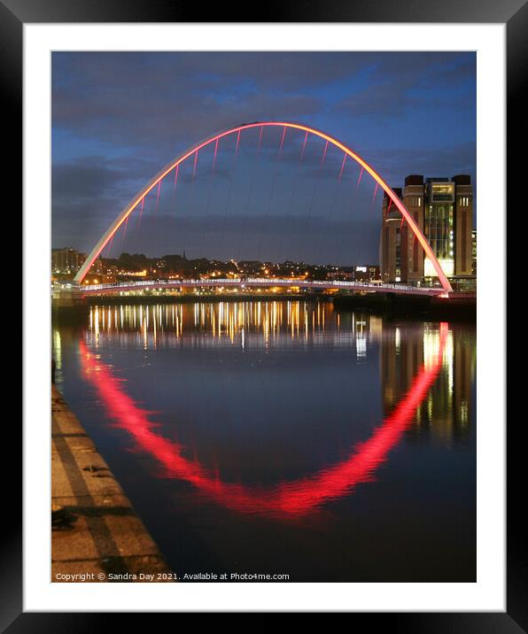  the Millennium Bridge and Newcastle Quayside Framed Mounted Print by Sandra Day