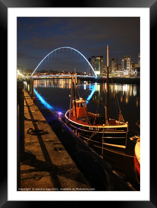 The Millennium Newcastle Bridge  Framed Mounted Print by Sandra Day
