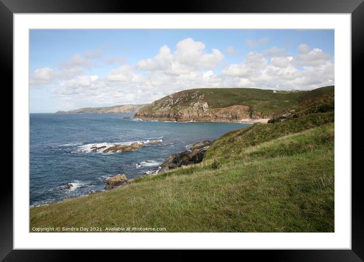 Pendeen Cornwall looking NE Framed Mounted Print by Sandra Day