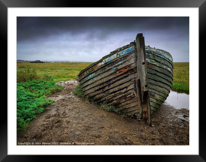 Abandoned boat in Blakeney Marshes, Norfolk Framed Mounted Print by johnseanphotography 