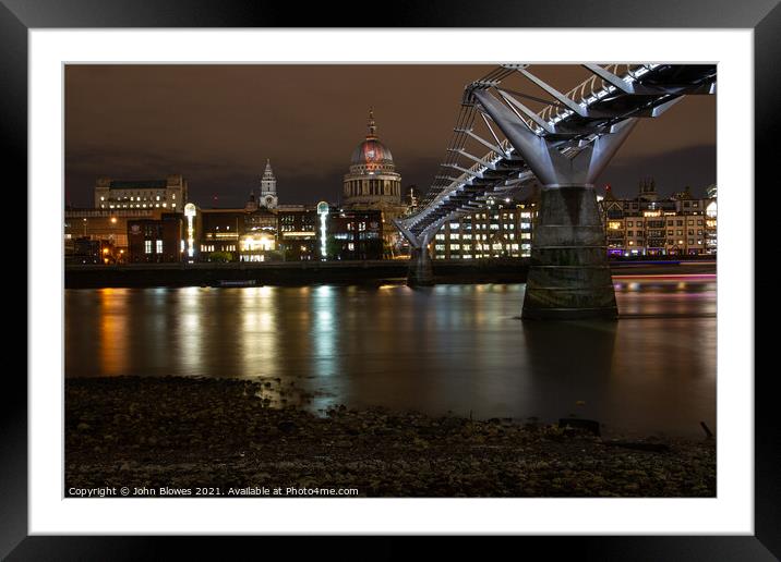 London at Night from the River Thames with St Pauls showing Remb Framed Mounted Print by johnseanphotography 