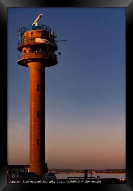 Calshot Tower in the setting sun  Framed Print by johnseanphotography 