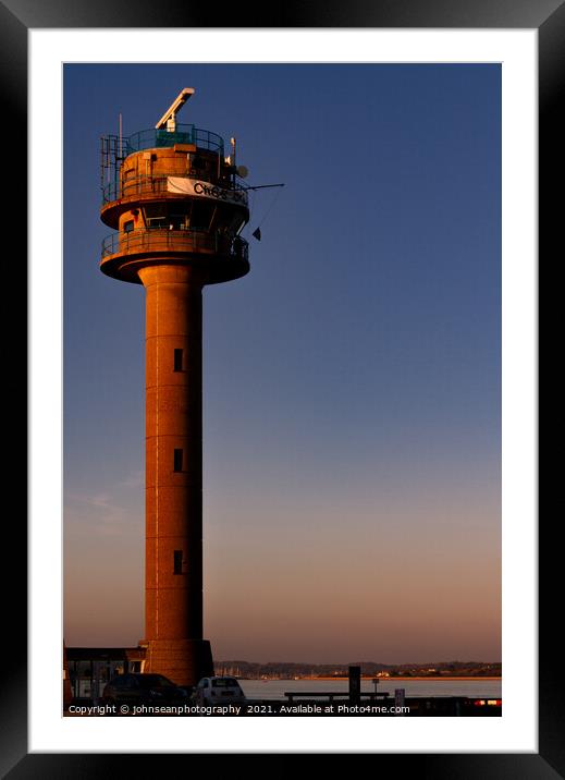 Calshot Tower in the setting sun  Framed Mounted Print by johnseanphotography 