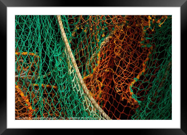 Colourful old fishing nets at Leigh-on-Sea Framed Mounted Print by johnseanphotography 
