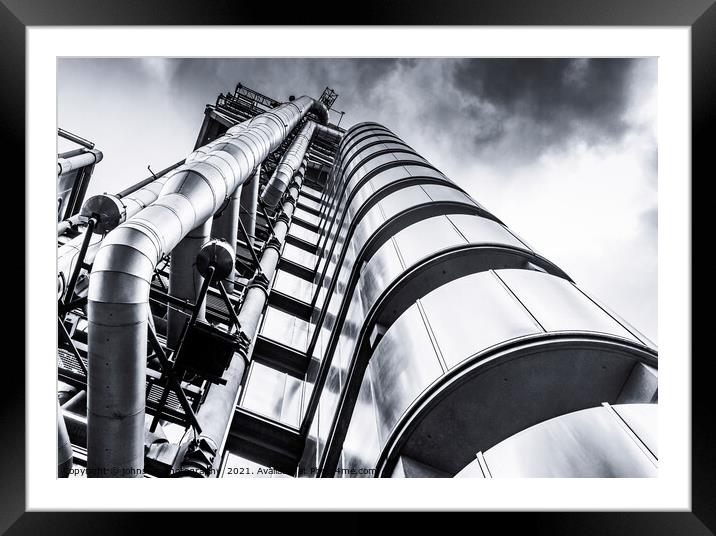 From below, The Lloyds of London Building in the City of London Framed Mounted Print by johnseanphotography 