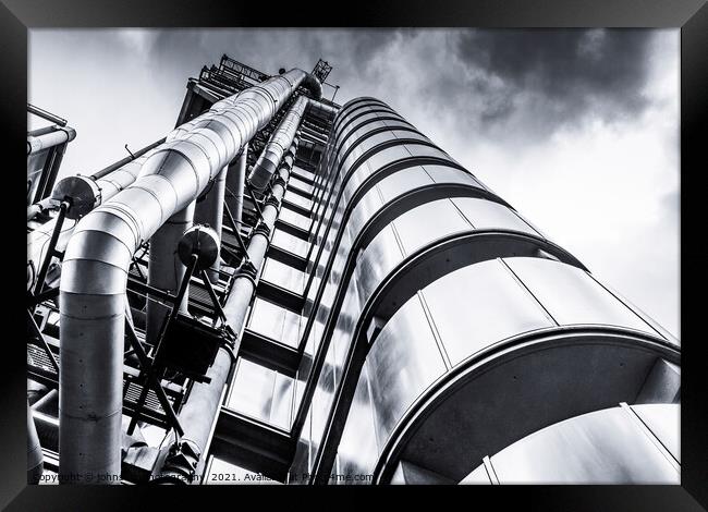From below, The Lloyds of London Building in the City of London Framed Print by johnseanphotography 