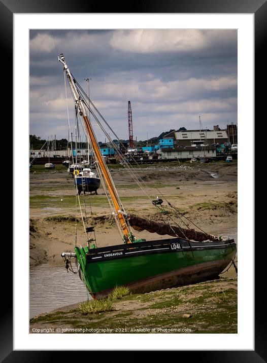 The Endeavour at low tide, Leigh on Sea Framed Mounted Print by johnseanphotography 