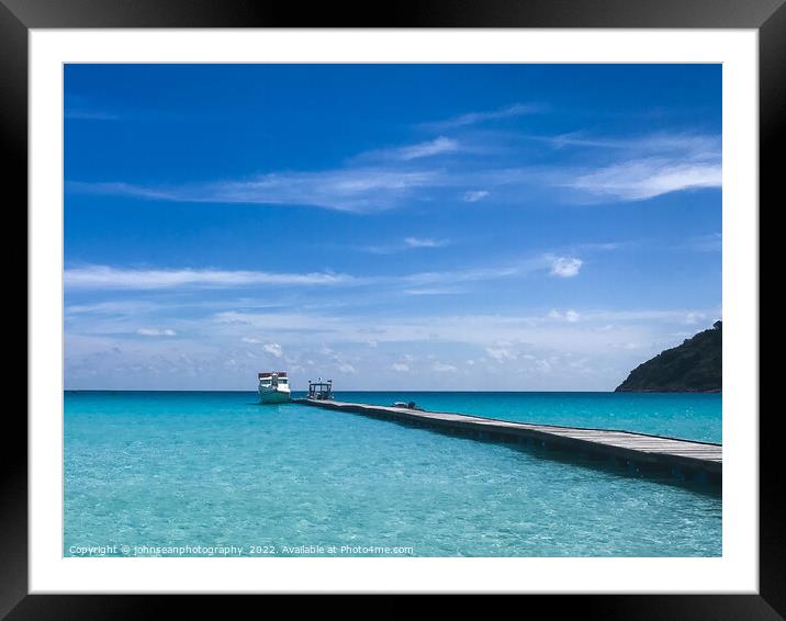 Redang Island Malaysia yacht waiting in calm sea for tourists Framed Mounted Print by johnseanphotography 