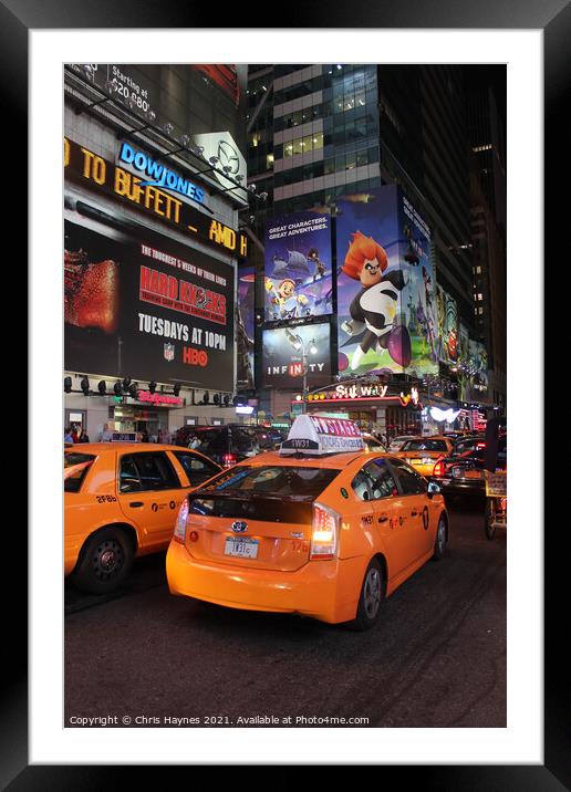 Times Square New York City at Night Framed Mounted Print by Chris Haynes