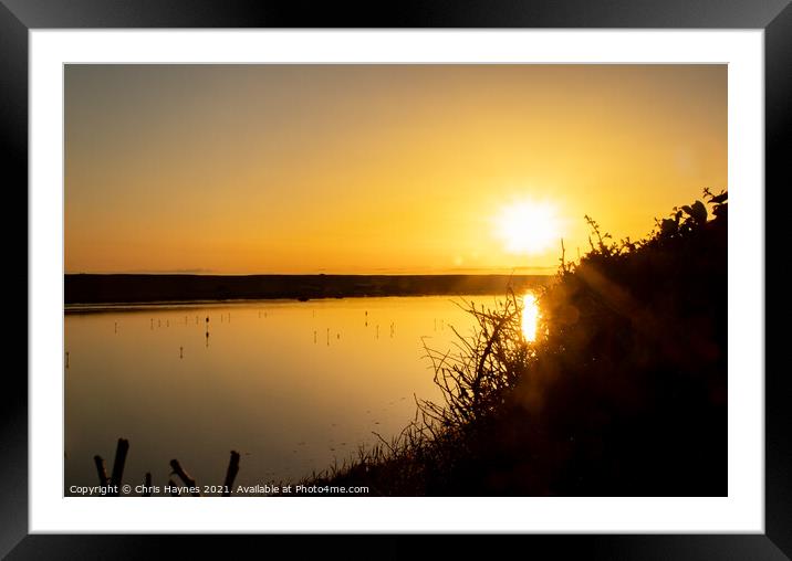 Chesil Beach Sunset in Dorset Framed Mounted Print by Chris Haynes