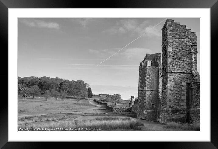 Bradgate House Ruins in Black and White Framed Mounted Print by Chris Haynes