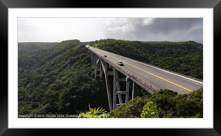 Cross Puente de Bacunayagua Bridge Cuba. Framed Mounted Print by Chris Haynes