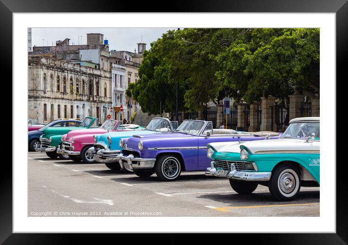 Havana Taxi Rank Framed Mounted Print by Chris Haynes