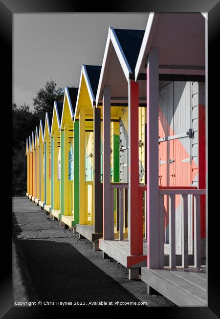 Folkestone Beach Huts  Framed Print by Chris Haynes