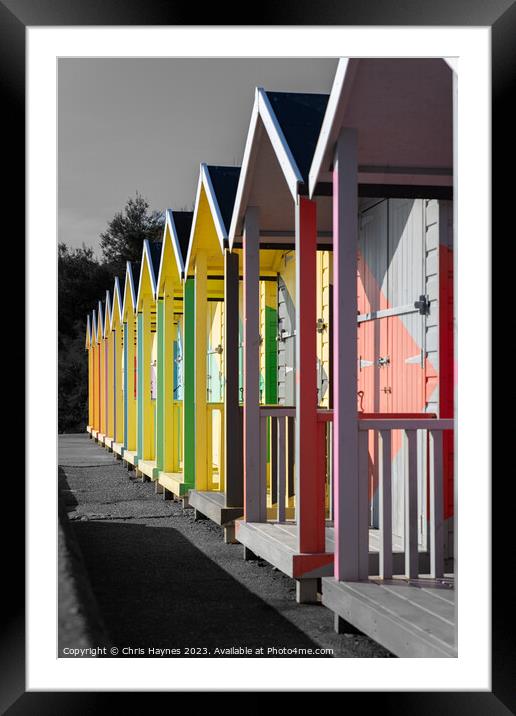 Folkestone Beach Huts  Framed Mounted Print by Chris Haynes