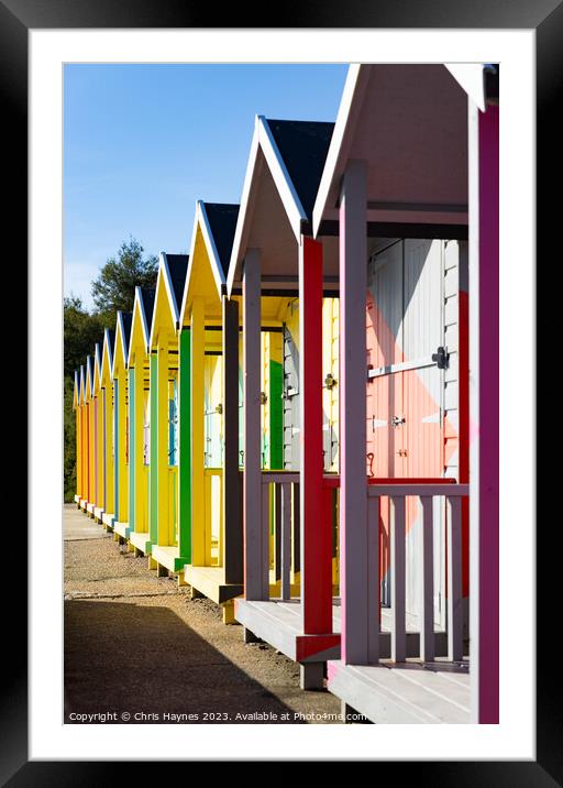 Colourful Beach Huts in Folkestone  Framed Mounted Print by Chris Haynes