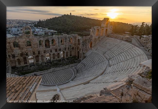 Sunset at The Odeon of Herodes Atticus Framed Print by Chris Haynes