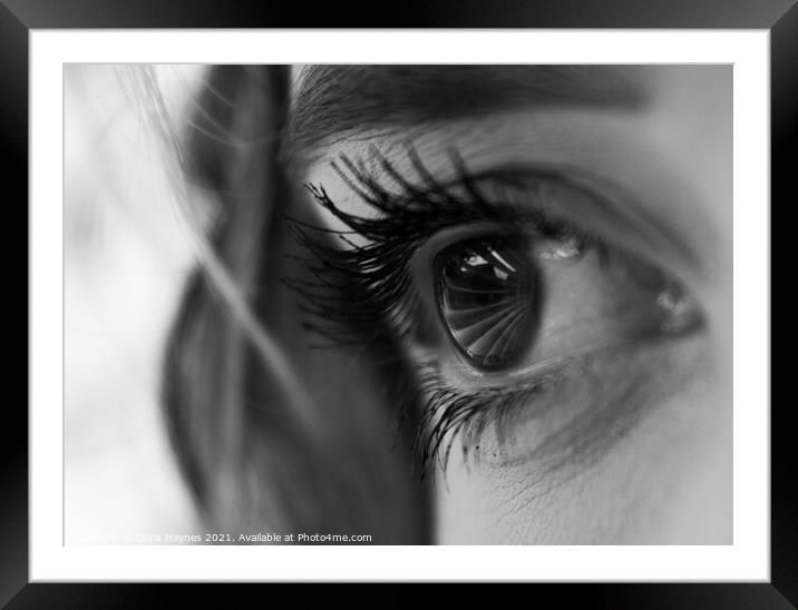 Reflections in the Eye - Black and White  Framed Mounted Print by Chris Haynes