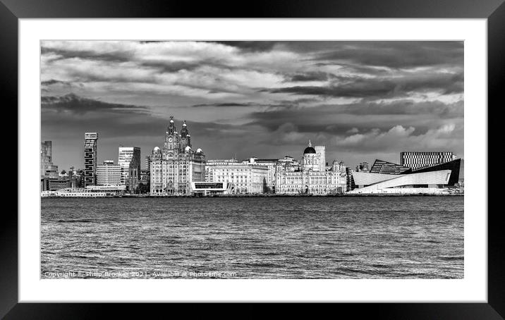 Liverpool Skyline Framed Mounted Print by Philip Brookes