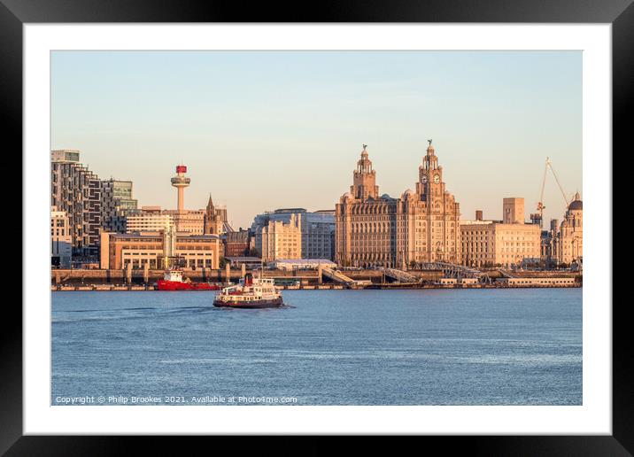 Ferry Crossing the Mersey Framed Mounted Print by Philip Brookes