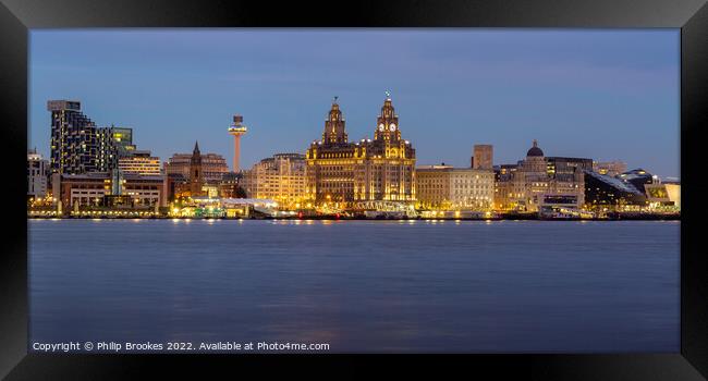 Liverpool Waterfront at Night Framed Print by Philip Brookes