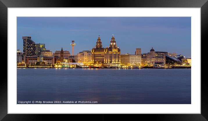 Liverpool Waterfront at Night Framed Mounted Print by Philip Brookes