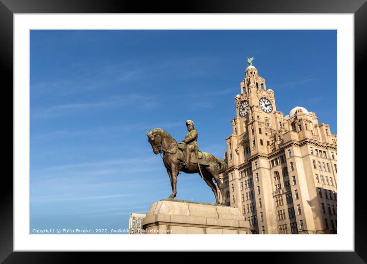 Liver Building and King Edward VII Monument Framed Mounted Print by Philip Brookes