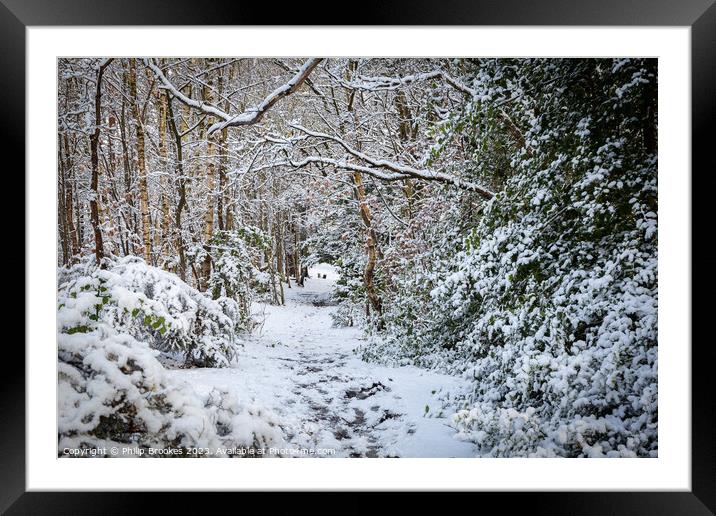 Snowy Path on Bidston Hill Framed Mounted Print by Philip Brookes