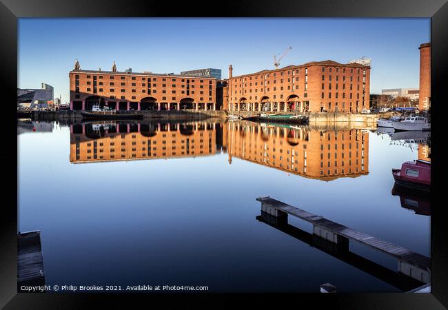 Albert Dock Reflections, Liverpool Framed Print by Philip Brookes