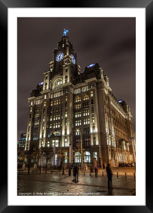 Liver Building Illuminated Framed Mounted Print by Philip Brookes
