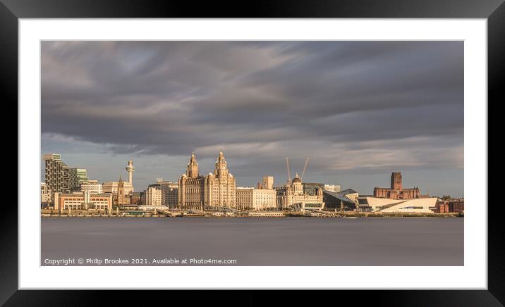 Liverpool Waterfront Skyline Framed Mounted Print by Philip Brookes