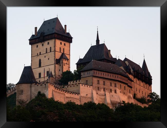 Gothic Karlstejn Castle at Sunset in Bohemia Czech Republic Framed Print by Dietmar Rauscher