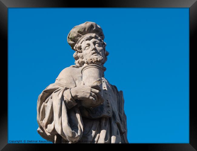 Saint Damian Statue on Charles Bridge, Prague, Czech Republic Framed Print by Dietmar Rauscher