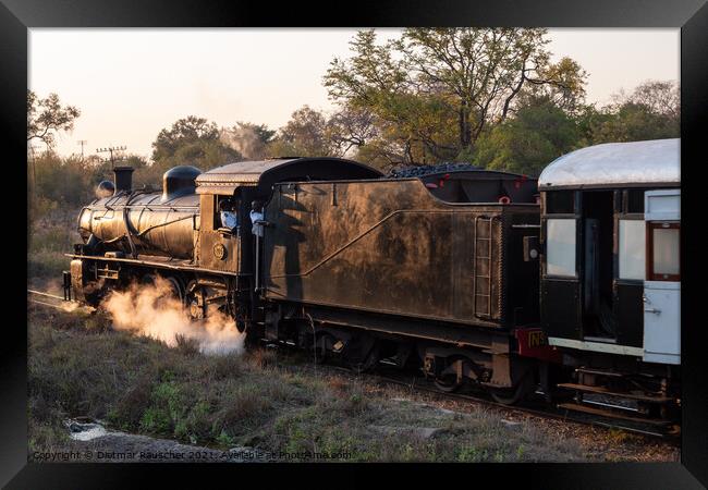 Steam Train at Victoria Falls, Zimbabwe Framed Print by Dietmar Rauscher