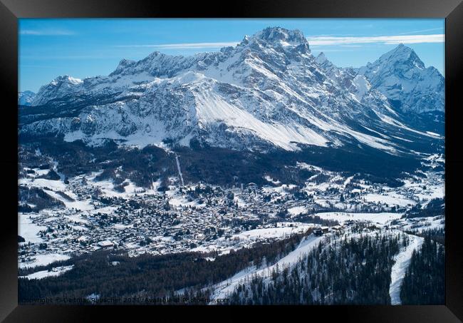 Snow Covered Skiing Resort of Cortina d Ampezzo in Italy Framed Print by Dietmar Rauscher