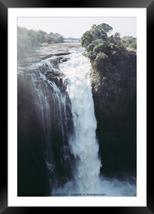 Devil's Cataract at Victoria Falls in Zimbabwe Framed Mounted Print by Dietmar Rauscher