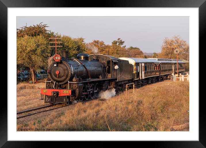 Steam Train at Victoria Falls, Zimbabwe Framed Mounted Print by Dietmar Rauscher
