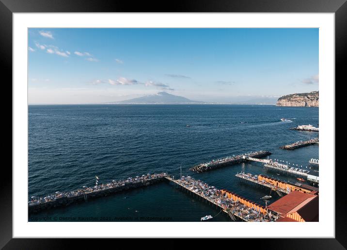Leonelli's Beach in Sorrento and the Bay of Naples with Mount Ve Framed Mounted Print by Dietmar Rauscher