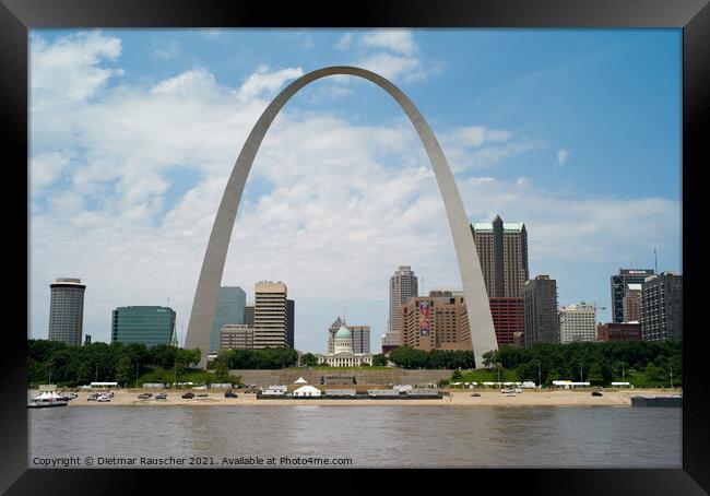 Saint Louis Cityscape with Gateway Arch  Framed Print by Dietmar Rauscher